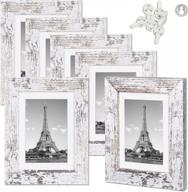 transform your wall or tabletop with upsimples 5x7 picture frames - set of 6 in distressed white with real glass логотип