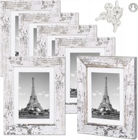 img 4 attached to Transform Your Wall Or Tabletop With Upsimples 5X7 Picture Frames - Set Of 6 In Distressed White With Real Glass