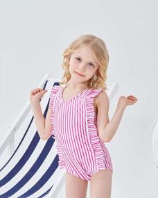 img 3 attached to Toddler Girls Ruffle One Piece Swimsuit Cute Summer Bathing Suit Swimwear