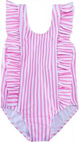 img 4 attached to Toddler Girls Ruffle One Piece Swimsuit Cute Summer Bathing Suit Swimwear