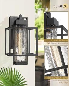 img 3 attached to Osimir Outdoor Wall Lantern Light, 1 Light Exterior Wall Sconce Lantern In Black Finish With Bubble Glass Lamp Shade, Modern Outdoor Lighting Fixtures 2375/1WL