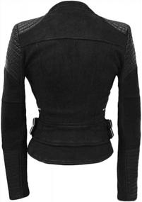 img 3 attached to She'SModa Faux Suede Padded Shoulder Jacket For Women Slim Fit Winter Coat Moto Biker Jackets