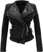 she'smoda faux suede padded shoulder jacket for women slim fit winter coat moto biker jackets logo