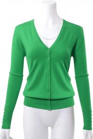 img 3 attached to Stylish And Comfortable: Women'S Classic V-Neck Knit Cardigan With Long Sleeves And Button-Down Design