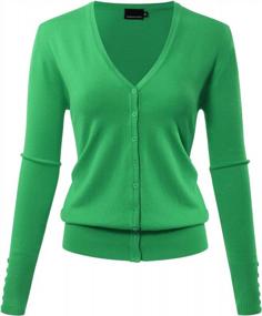 img 4 attached to Stylish And Comfortable: Women'S Classic V-Neck Knit Cardigan With Long Sleeves And Button-Down Design