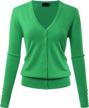stylish and comfortable: women's classic v-neck knit cardigan with long sleeves and button-down design logo