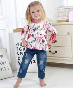 img 3 attached to Adorable Floral Baby Girl Outfit: Flower Ruffle Top With Long Sleeve Pants - From CARETOO