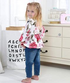 img 2 attached to Adorable Floral Baby Girl Outfit: Flower Ruffle Top With Long Sleeve Pants - From CARETOO