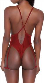 img 2 attached to NE Norboe Women’S Deep V Neck Sexy Garter Belt Bikini Spaghetti Straps Cross On Back One Piece Swimsuits