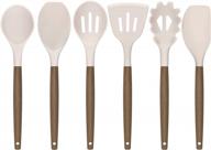 🥄 deedro 7 piece silicone kitchen utensils set with acacia wooden handle - high heat resistant cooking tools, khaki логотип