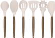 🥄 deedro 7 piece silicone kitchen utensils set with acacia wooden handle - high heat resistant cooking tools, khaki logo