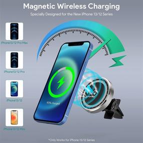 img 3 attached to 🚗 15W Magnetic Car Wireless Charger: iPhone 13/12 Series Auto-Alignment Mag-Safe Car Charger Mount with QC 3.0 Car Charger