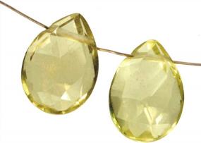 img 1 attached to Faceted Lemon Citrine Quartz Briolette Beads - Set Of 2, 9Mm Each - By UGems