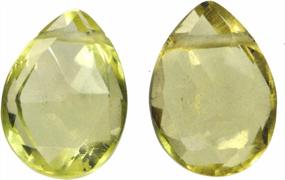 img 4 attached to Faceted Lemon Citrine Quartz Briolette Beads - Set Of 2, 9Mm Each - By UGems
