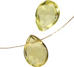 img 2 attached to Faceted Lemon Citrine Quartz Briolette Beads - Set Of 2, 9Mm Each - By UGems