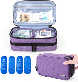 img 4 attached to Keep Your Diabetes Care Safe & Organized With Yarwo Insulin Cooler Travel Case With 4 Ice Packs & Double Layer Organizer In Purple