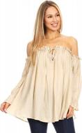 boho peasant top for women with semi-sheer fabric, long sleeves and off-the-shoulder style by anna-kaci logo