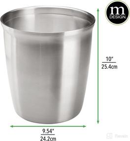 img 1 attached to Compact and Stylish: mDesign Small Round Metal Trash Can Wastebasket for Bathrooms, Kitchens, and Home Offices - Polished Stainless Steel
