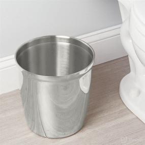img 3 attached to Compact and Stylish: mDesign Small Round Metal Trash Can Wastebasket for Bathrooms, Kitchens, and Home Offices - Polished Stainless Steel