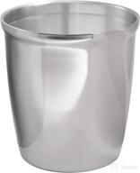 compact and stylish: mdesign small round metal trash can wastebasket for bathrooms, kitchens, and home offices - polished stainless steel logo