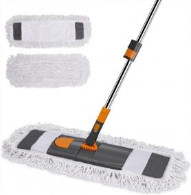 img 4 attached to Dust-Free Floor Cleaning With MASTERTOP Microfiber Dust Mop - Height Adjustable And Dual Functionality With 2 Washable Pads For Hardwood, Laminate, Tile And Marble Floors