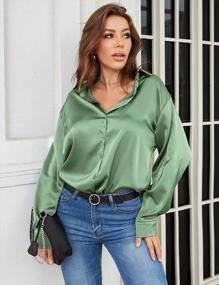 img 2 attached to Women'S Satin Button Down Blouse: Casual Long Sleeve Office Work Top In S-XXL | Bloggerlove