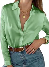 img 4 attached to Women'S Satin Button Down Blouse: Casual Long Sleeve Office Work Top In S-XXL | Bloggerlove