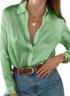 women's satin button down blouse: casual long sleeve office work top in s-xxl | bloggerlove logo