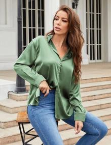 img 3 attached to Women'S Satin Button Down Blouse: Casual Long Sleeve Office Work Top In S-XXL | Bloggerlove
