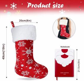 img 3 attached to 18 Inch Faux Fur Plush White Snowflake Christmas Stocking - Townshine Red Xmas Decoration (3)
