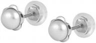14k gold heart and flower earrings with cultured pearls and silicone backs for girls logo