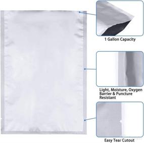 img 2 attached to 🛍️ Mylar Bags 120 Packs 1 Gallon Heat Sealable 15''x10'' + 150 Packs 200cc Oxygen Absorbers - Ultimate Food Storage Solution with Vacuum Seal - Food Grade Quality!