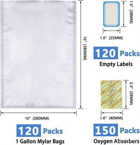 img 3 attached to 🛍️ Mylar Bags 120 Packs 1 Gallon Heat Sealable 15''x10'' + 150 Packs 200cc Oxygen Absorbers - Ultimate Food Storage Solution with Vacuum Seal - Food Grade Quality!