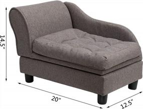 img 3 attached to Gray Velvet Pet Sofa Bed With Storage & Washable Cushion - Perfect For Small Dogs & Cats!