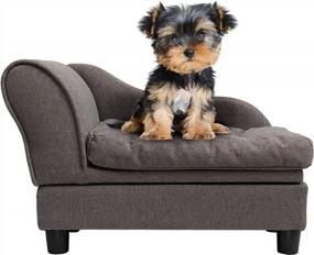 img 2 attached to Gray Velvet Pet Sofa Bed With Storage & Washable Cushion - Perfect For Small Dogs & Cats!