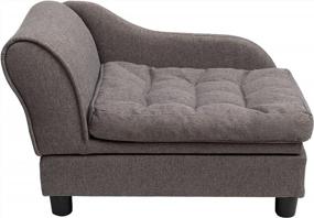 img 4 attached to Gray Velvet Pet Sofa Bed With Storage & Washable Cushion - Perfect For Small Dogs & Cats!