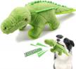 iokheira plush dog toy: interactive squeaky tough gift for large & small dogs, dinosaur shape stuffed chew toy (dark green) logo