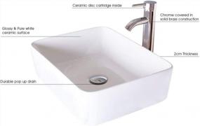 img 1 attached to White Porcelain Vessel Sink And Faucet Combo For Bathroom Countertop Bowl Sink With Pop Up Drain Chrome - Eclife T03