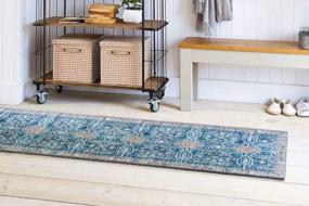 img 4 attached to Softwoven Rugs, Runner Machine Washable Rug, 90% Cotton, Non-Slip, Family & Pet Friendly, Stain Resistant, Non-Shed, Traditional Vintage Area Rug For Living Room, Hallway - Navy And Brown