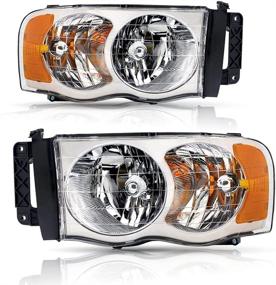 img 4 attached to 💡 BRYGHT Chrome Housing Headlight Assembly Replacement for 2002-2005 Dodge Ram 1500 Pickup and 2003-2005 Dodge Ram 2500/3500 Pickup - Passenger and Driver Side - OE Halogen Headlamp with Amber Reflector