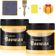 2 pcs natural wood seasoning beeswax with brush, waxed cloth, and large sponge - traditional furniture polish for wood, furniture, floors, tables, chairs, cabinets logo