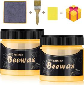 img 4 attached to 2 Pcs Natural Wood Seasoning Beeswax with Brush, Waxed Cloth, and Large Sponge - Traditional Furniture Polish for Wood, Furniture, Floors, Tables, Chairs, Cabinets