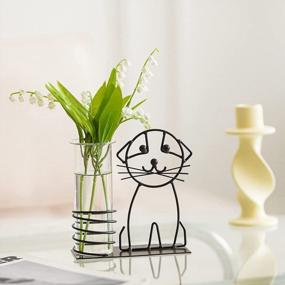 img 2 attached to Marbrasse Desktop Glass Hydroponic Planter Vase With Holder, Creative Dog Plant Terrarium Stand For Home Decoration, Scindapsus Container (Cute Dog)