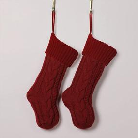 img 2 attached to SherryDC 18 Inches Cable Knit Christmas Stockings Large Xmas Hanging Decoration Socks For Family Party Decor