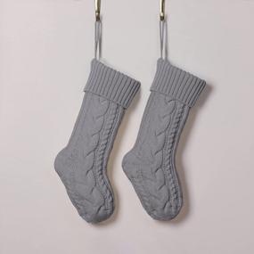 img 3 attached to SherryDC 18 Inches Cable Knit Christmas Stockings Large Xmas Hanging Decoration Socks For Family Party Decor