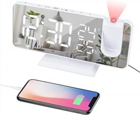 img 4 attached to OurLeeme Projection Alarm Clock, Mirror LED Digital Alarm Clock, 3 Levels Of Brightness,Hygrometer Thermometer