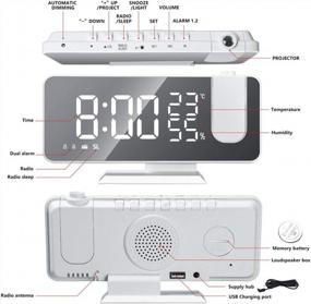 img 1 attached to OurLeeme Projection Alarm Clock, Mirror LED Digital Alarm Clock, 3 Levels Of Brightness,Hygrometer Thermometer