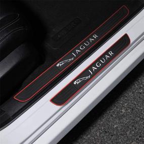 img 3 attached to 🚘 Bettway 4pcs/Set Car Door Sill Plate Protectors - Black PVC Soft Rubber Front/Rear Door Sill Scuff Plate Guard, Welcome Pedal Protector Cover suitable for Jaguar XE XF XJ XEL XFL XJL (compatible with Jaguar)