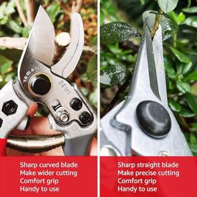 img 3 attached to YAMATIC Garden Pruning Shears 2 Pack - Bypass Pruner & Straight Scissors For Cutting Flowers, Trimming Plants, Bonsai, Fruits Picking
