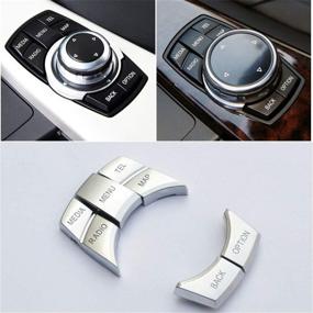 img 2 attached to 🔘 Upgrade Your BMW: Autobro Replacement iDrive Button Cover Silver for BMW 1/2/3/4/5/X1/X3/X4/X5 Series